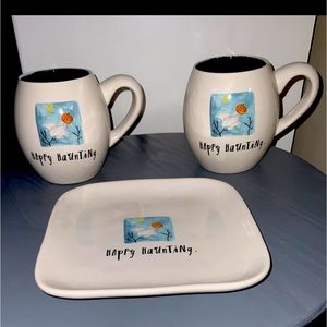 Rae Dunn HAPPY HAUNTING Mug & Plate Bundle. VHTF